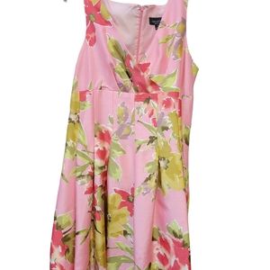 NWT New York Perceptions Fully Lined V-Neck Pink Foral Maxie Dress
